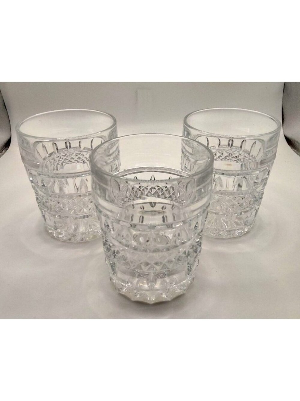 Vintage Bohemia Glasgow Lead Crystal Patterned Tumbler Glasses Set Of 3 Clear